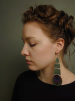 Lataa kuva Galleria-katseluun, Riikinkukko-nappikorvakorut