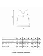 Lataa kuva Galleria-katseluun, Kuvassa on graafi Säihke topin mitoista eri kooissa.