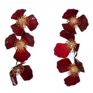 Triple Apple Flower -korvakorut | Musta, valkoinen, punainen