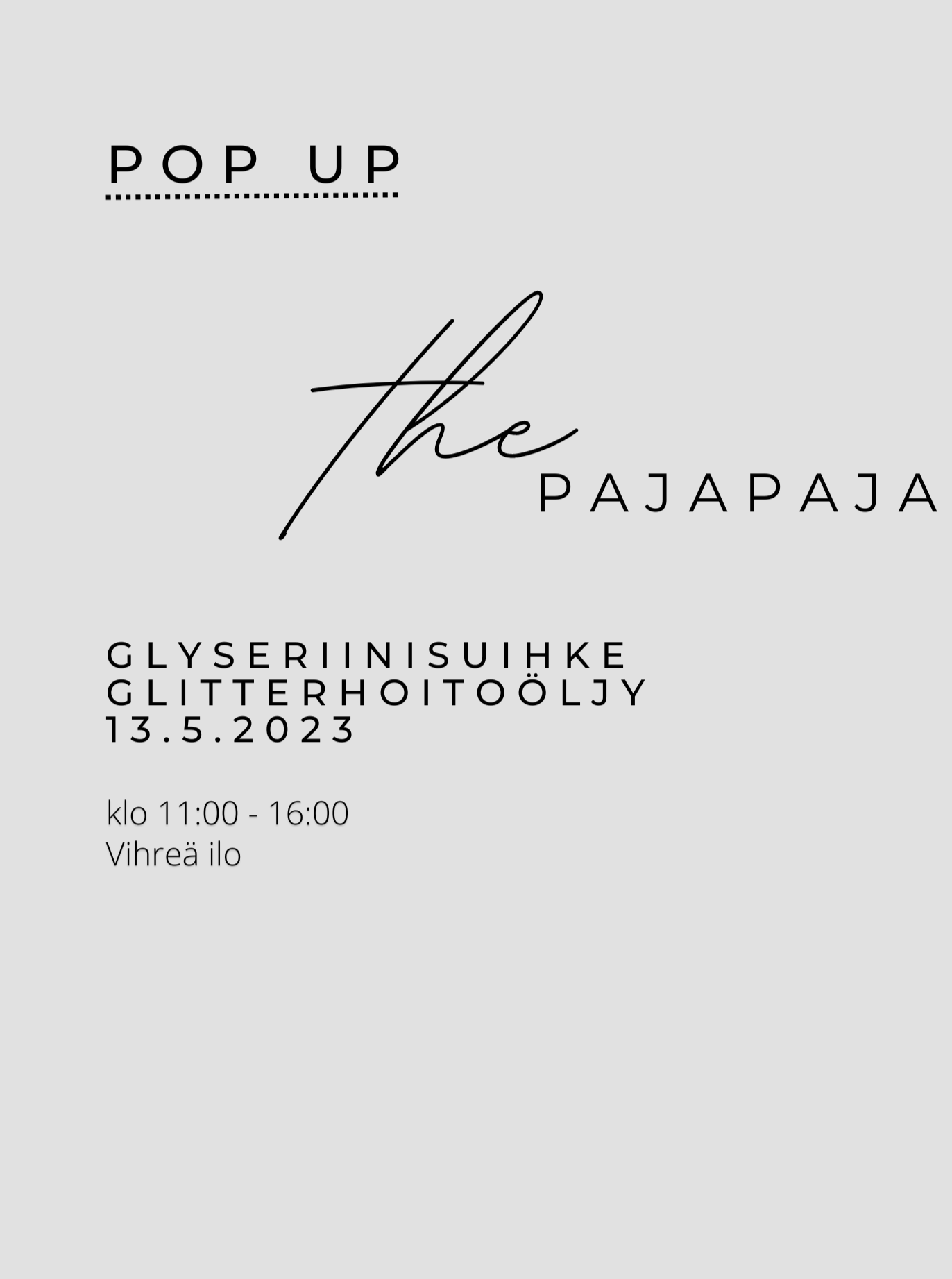 Pop Up - Glyseriinisuihke & glitterhoitoöljy